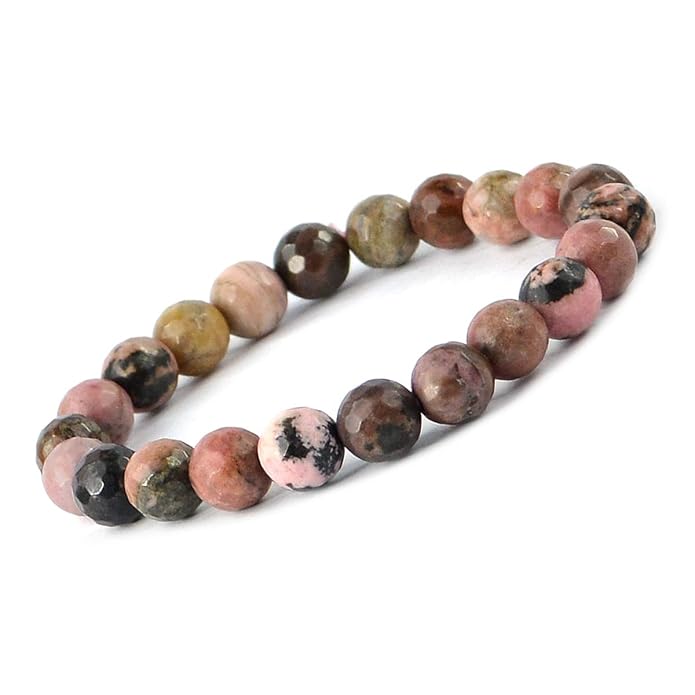 Rhondonite Crystal Bracelet | Lab Certified | Emotional , promotes forgiveness, self love and acceptance - Unisex, 8 mm beads Bracelet