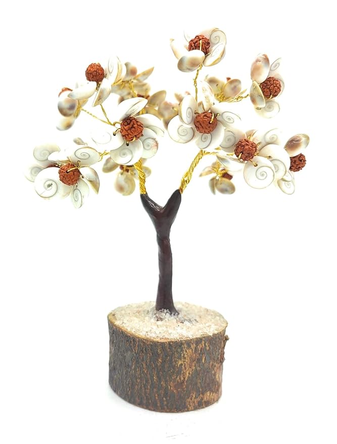Gomti Chakra Tree with Rudraksh Beads for Good Health, Wealth & Prosperity | Handmade Gemstone Gomati Chakra Original Tree Gift Ideas for House Warming Positive Energy