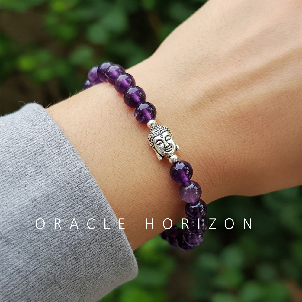 Amethyst Crystal Bracelet | Lab Certified | For Courage, Protector And Will Power - Unisex, 8 mm beads Bracelet
