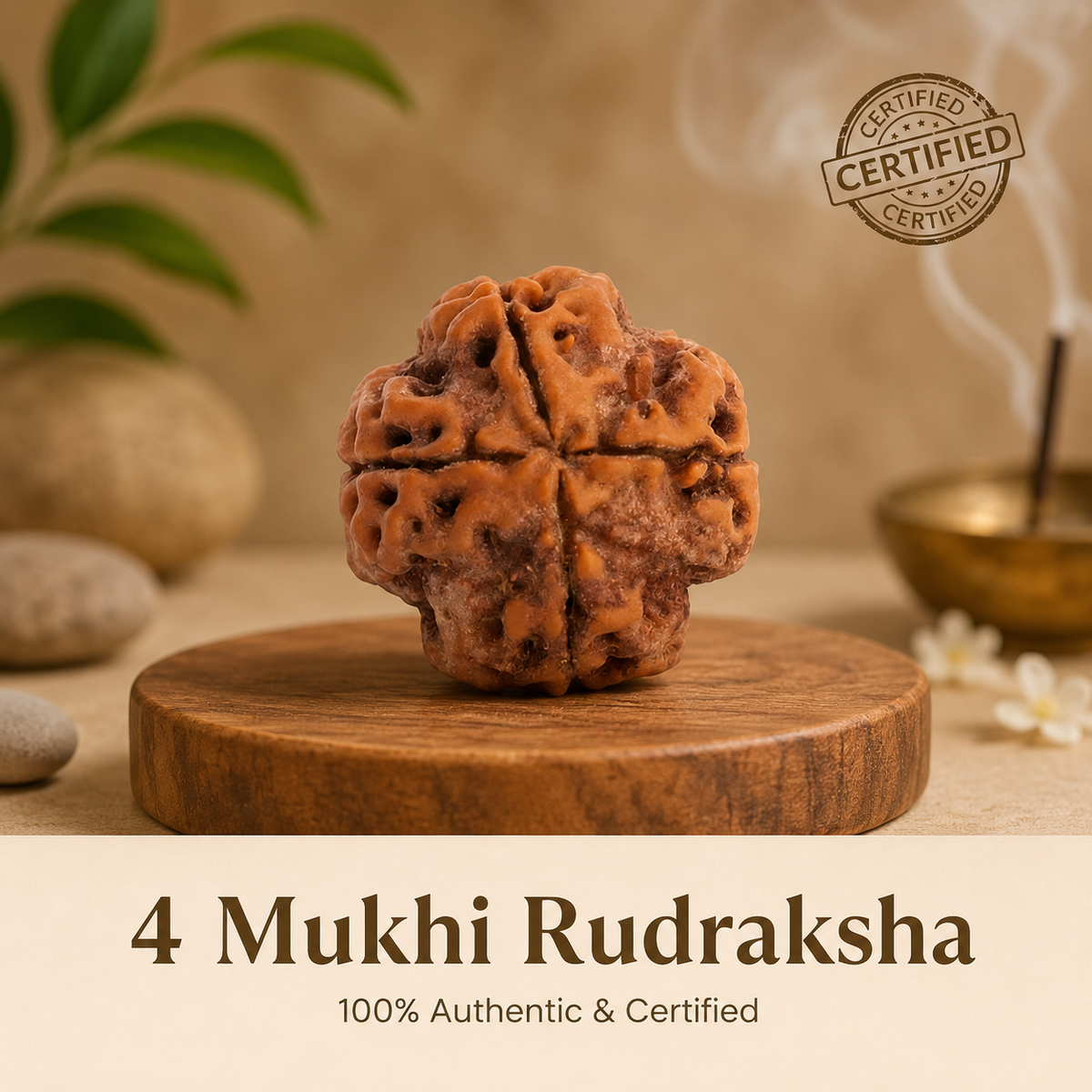 Nepal Origin 4 Mukhi Rudraksha - 17mm to 22mm