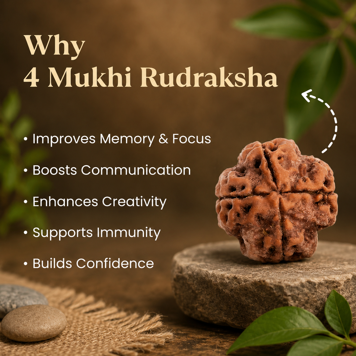 Nepal Origin 4 Mukhi Rudraksha - 17mm to 22mm