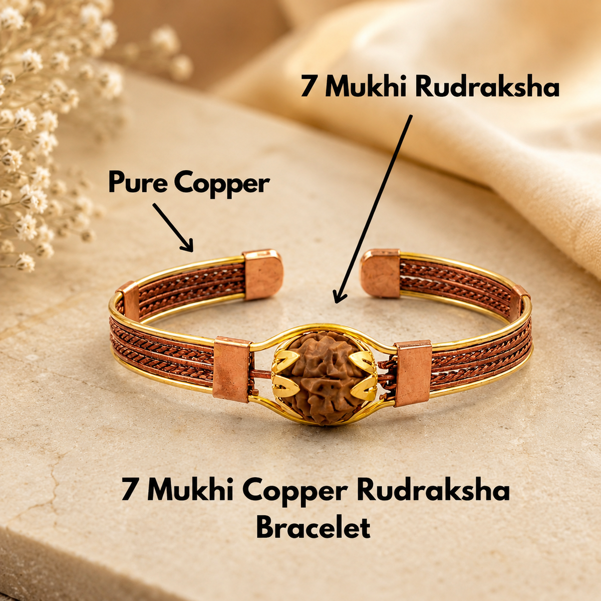Rudraksha Copper Kada (7 Mukhi)