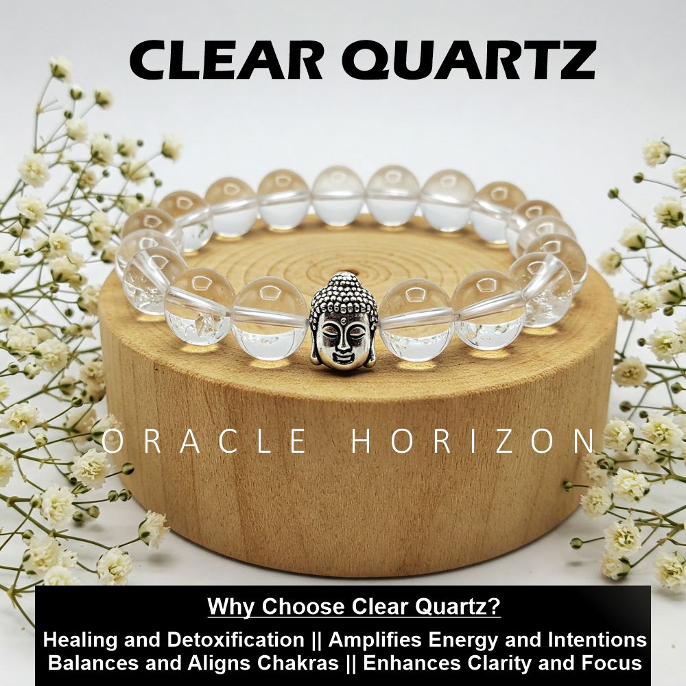 Clear Quartz Crystal Bracelet | Lab Certified | Amplifies Energy, Enhances Clarity and focus - Unisex, 8 mm beads Bracelet