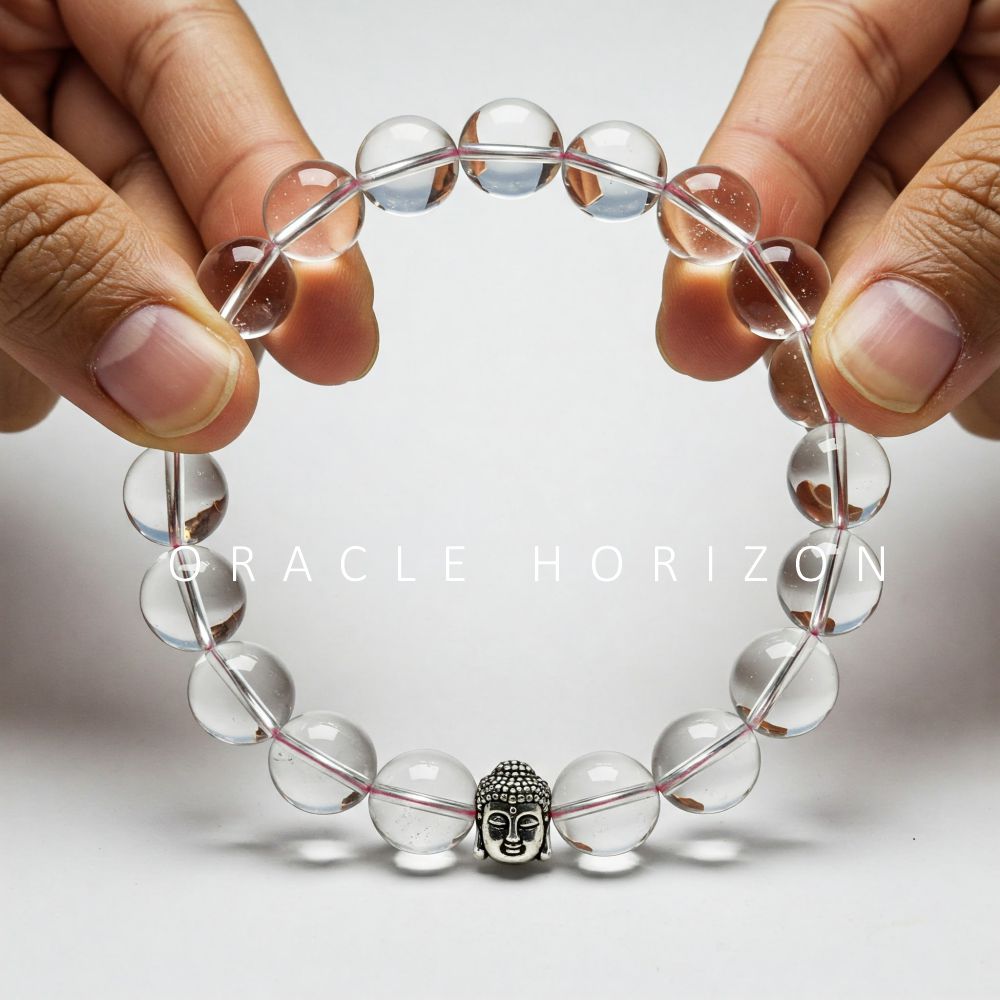 Clear Quartz Crystal Bracelet | Lab Certified | Amplifies Energy, Enhances Clarity and focus - Unisex, 8 mm beads Bracelet