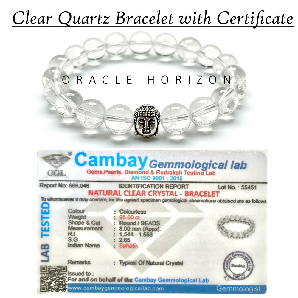 Clear Quartz Crystal Bracelet | Lab Certified | Amplifies Energy, Enhances Clarity and focus - Unisex, 8 mm beads Bracelet