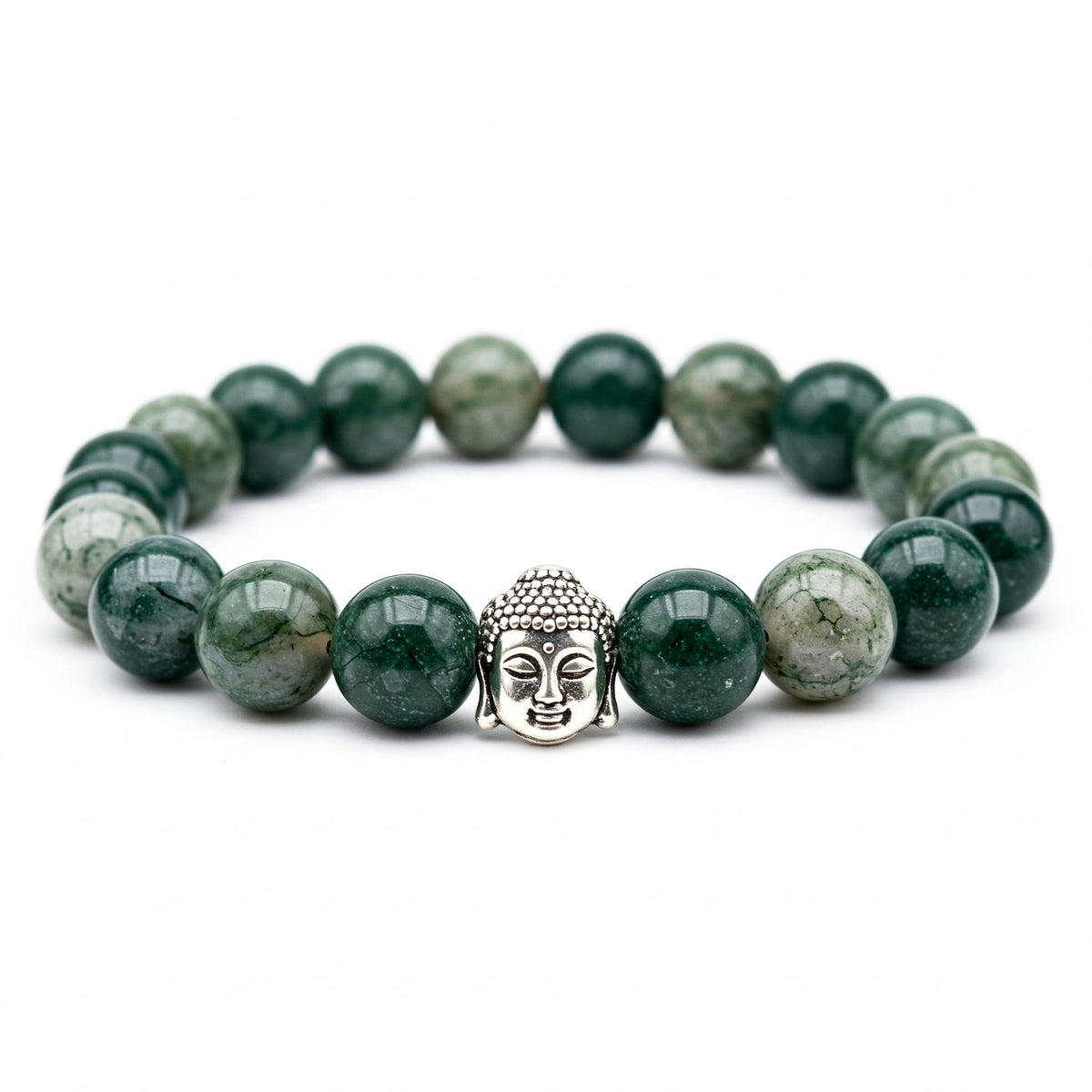 Moss Agate Crystal Bracelet | Lab Certified | For Abundance, Emotional and Manifestation - Unisex, 8 mm beads Bracelet