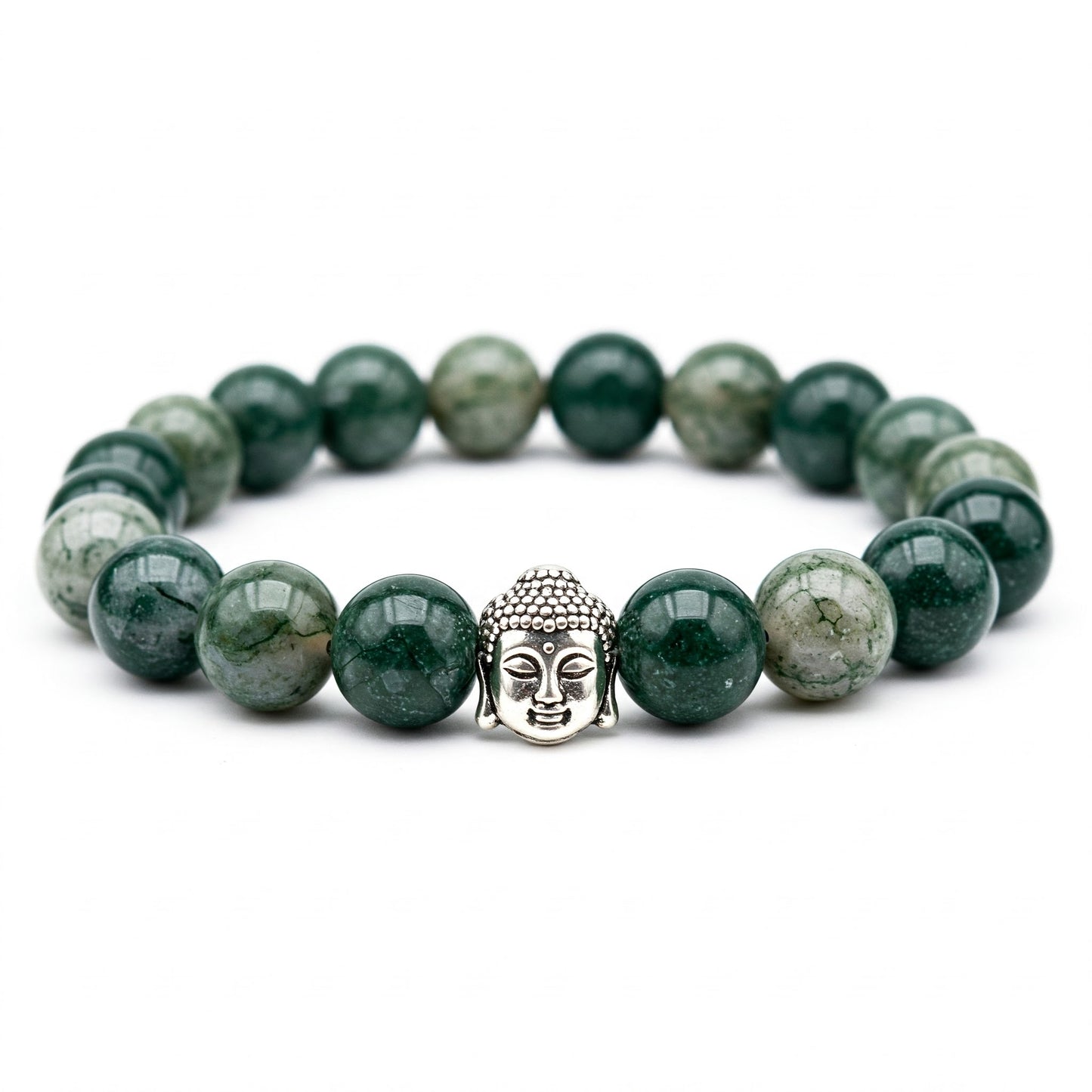 Moss Agate Crystal Bracelet | Lab Certified | For Abundance, Emotional and Manifestation - Unisex, 8 mm beads Bracelet