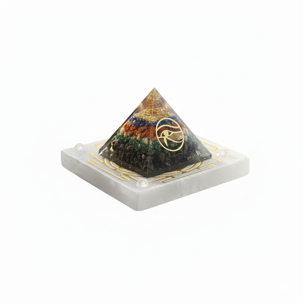 Sampurna Dhan Shakti Combo – Selenite Cleansing Tray & Energy Pyramid
