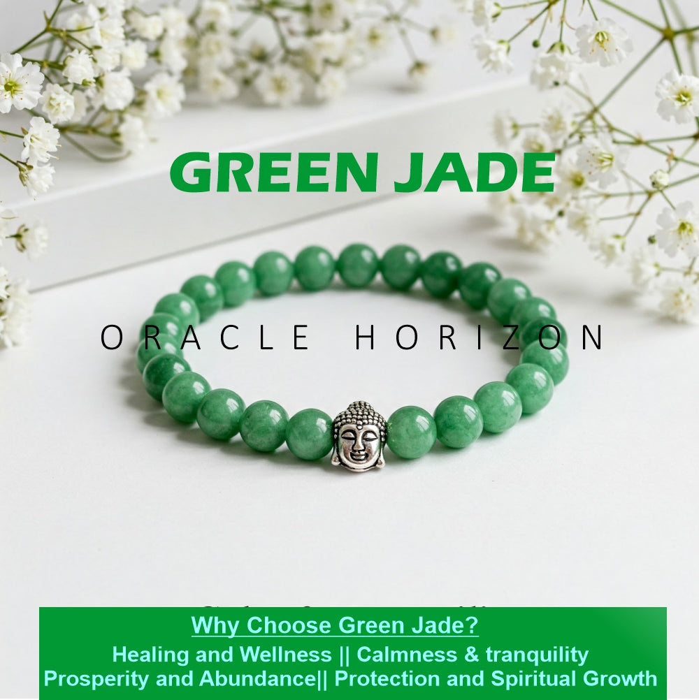 Green Jade Crystal Bracelet | Lab Certified | For Abundance and Prosperity and Heart Chakra - Unisex, 8 mm beads Bracelet