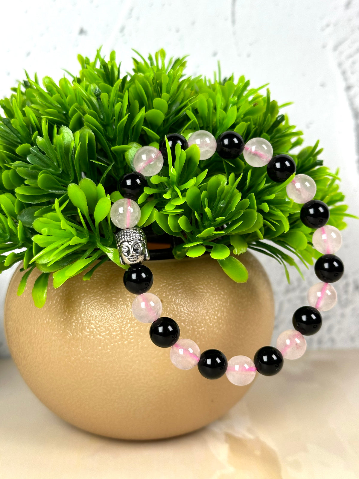 Love and Protection Crystal Bracelet | Rose Quartz and Obsidian | Lab Certified | Promotes love and protection - Unisex, 8 mm beads Bracelet