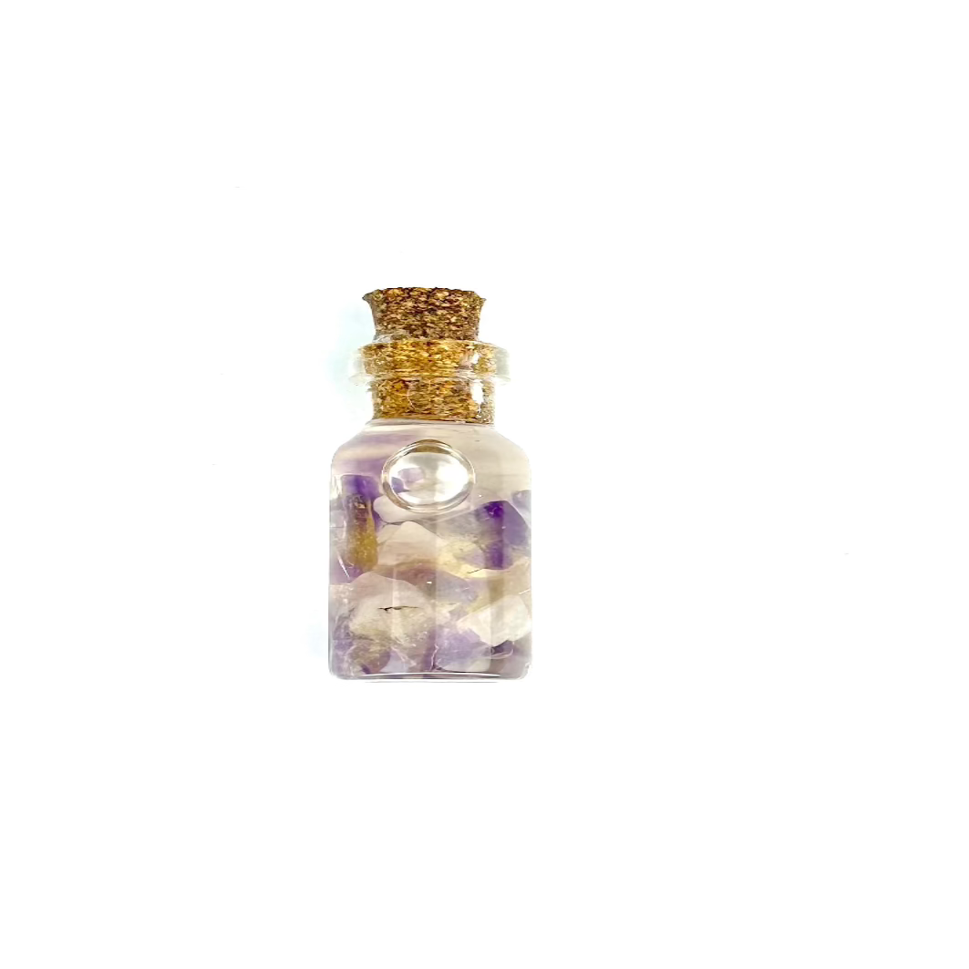 Crystal Chip Jar | Clear Quartz, Citrine , Amethyst | Promotes Abundance, prosperity and financial Sucesss - Unisex, 8 mm beads Bracelet