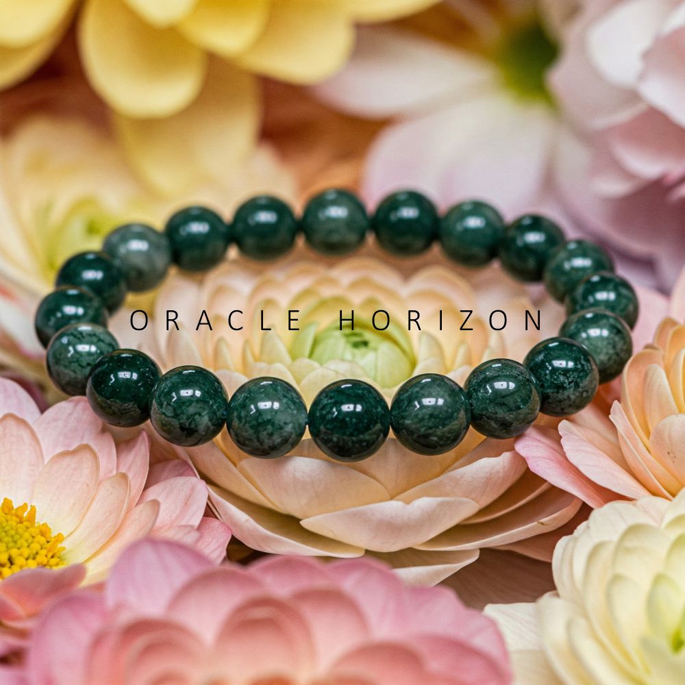 Moss Agate Crystal Bracelet | Lab Certified | For Abundance, Emotional and Manifestation - Unisex, 8 mm beads Bracelet