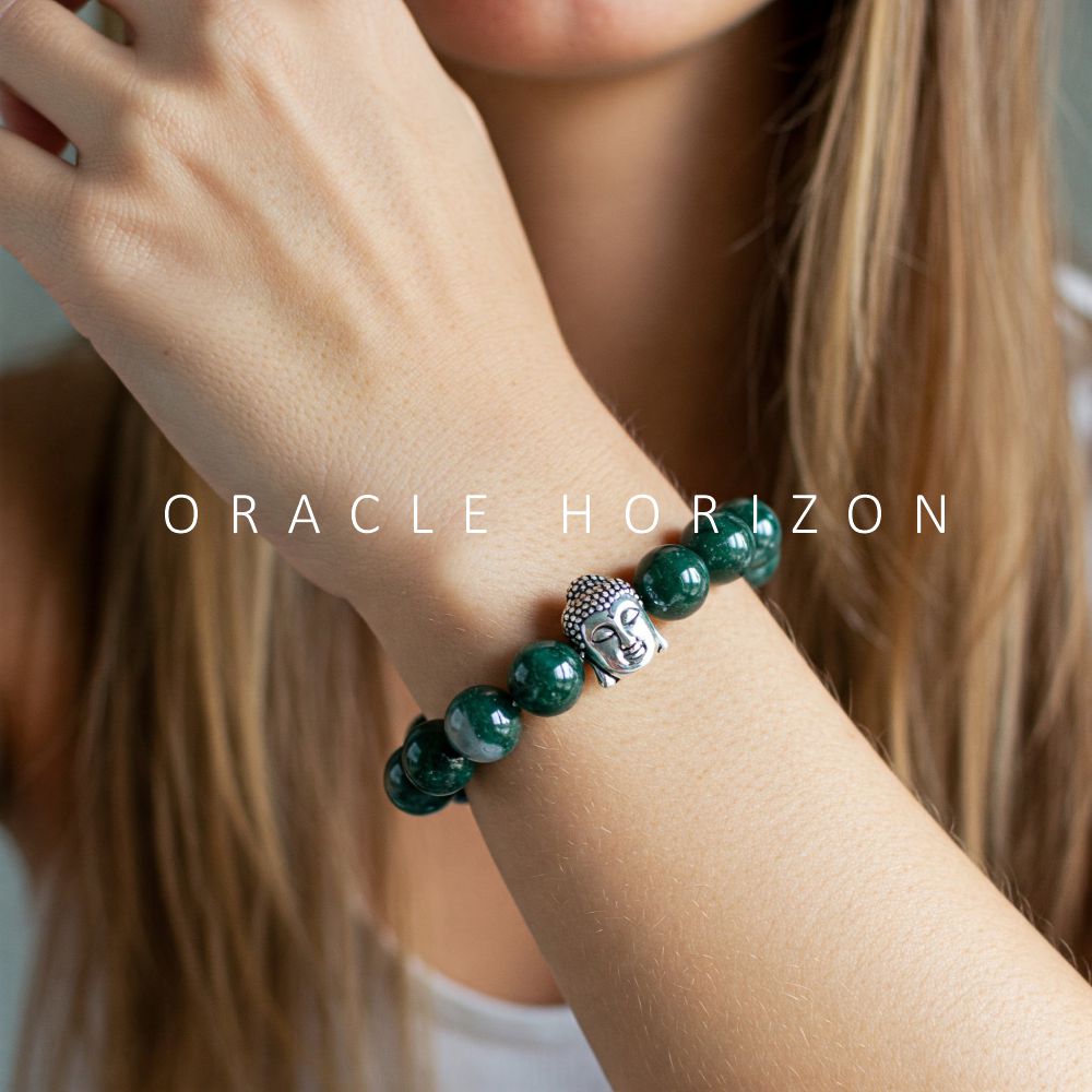 Moss Agate Crystal Bracelet | Lab Certified | For Abundance, Emotional and Manifestation - Unisex, 8 mm beads Bracelet