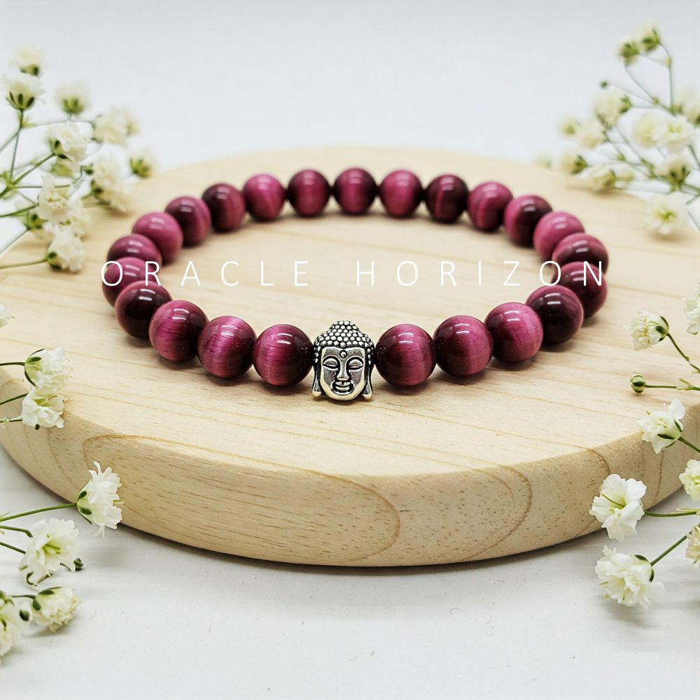 Pink Tiger Eye Crystal Bracelet | Lab Certified | For Confidence, Emotional and Courage - Unisex, 8 mm beads Bracelet