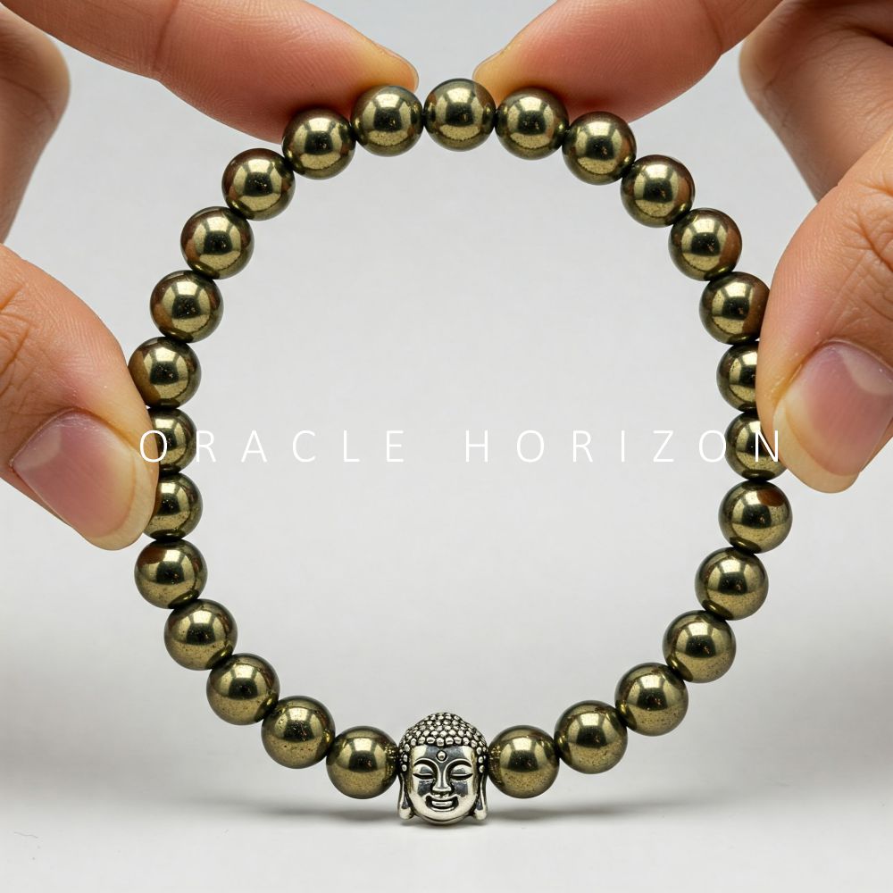 Pyrite Crystal Bracelet | Lab Certified | For Financial Gains, Abundance and Prosperity | Money Mangnet - Unisex, 8 mm beads Bracelet