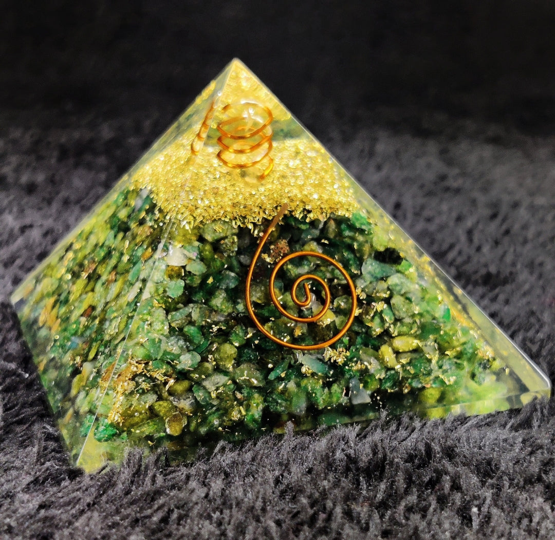 Green Jade Crystal Pyramid: Abundance, Harmony
