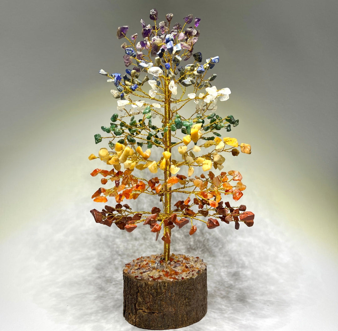 7 Chakra Crystal Tree Wooden Base- A Beautiful Tool for Energy Alignment and