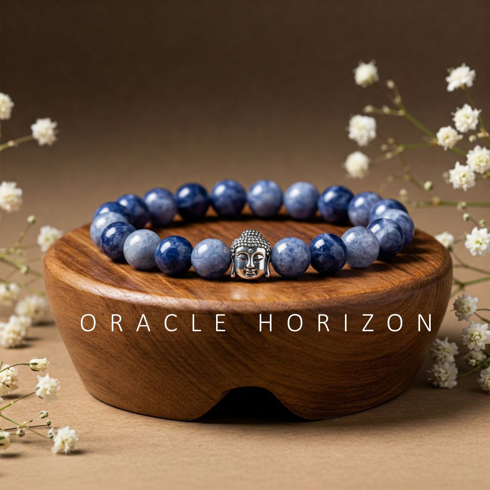 Sodalite Crystal Bracelet | Lab Certified | For mental clarity, focus, communication and balance throat chakra - Unisex, 8 mm beads Bracelet