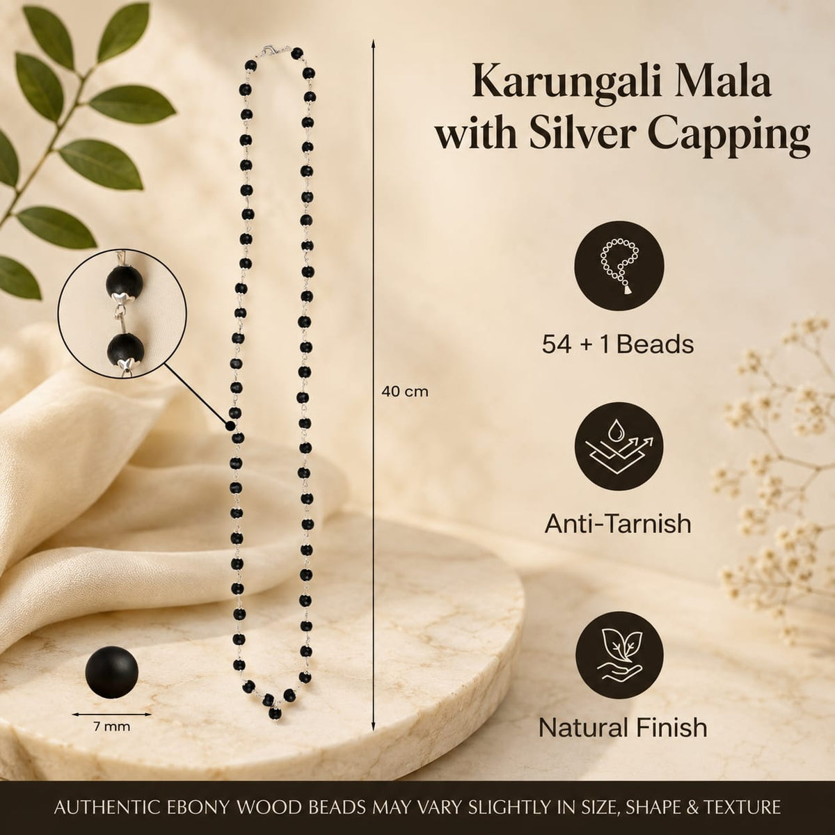 Silver Plated Karungali Mala