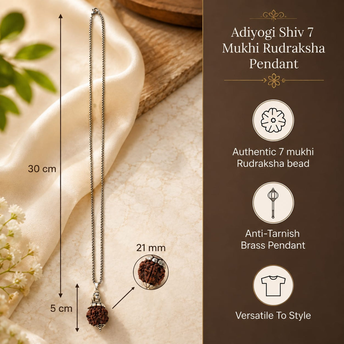Adiyogi Shiv 7 Mukhi Rudraksha Pendant