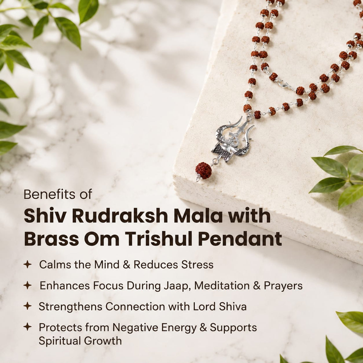 Shiv Rudraksha Mala with Om Shiva Trishul Pendant