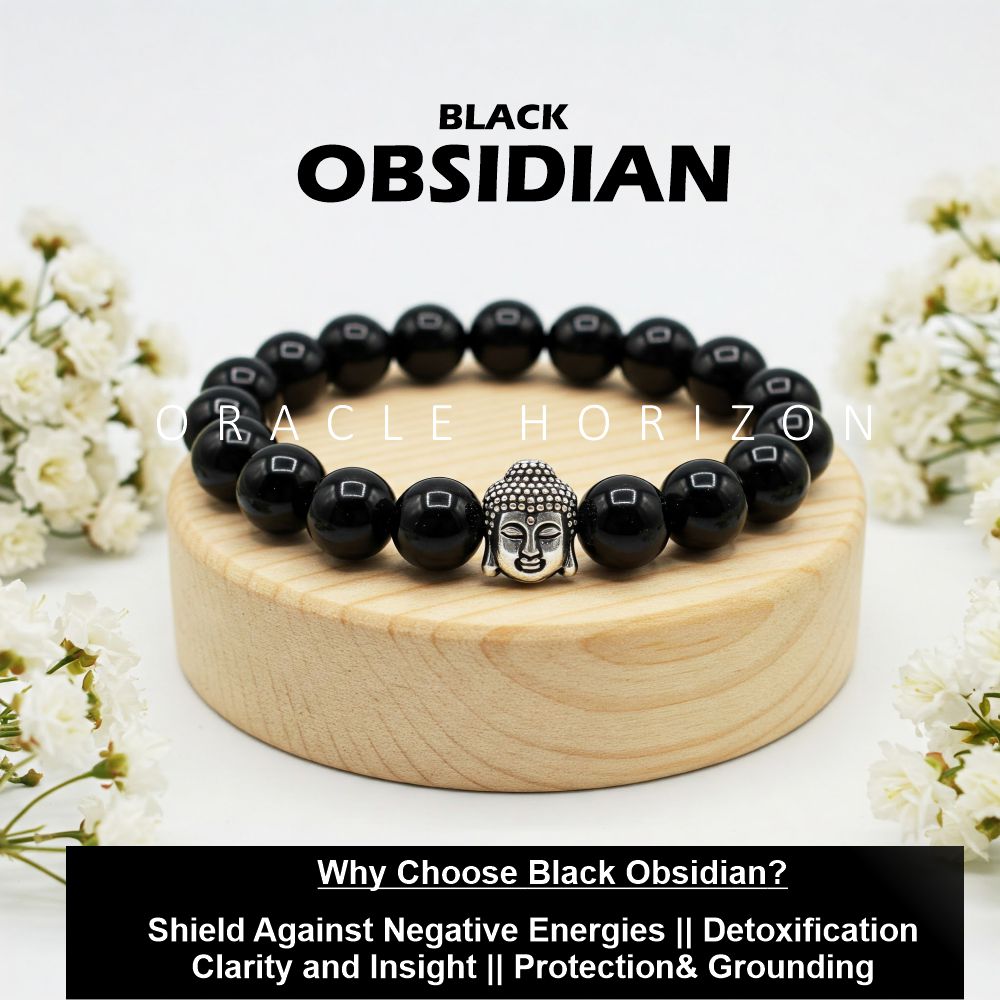 Black Obsidian Crystal Bracelet | Lab Certified | For Evil Eye Protection - Unisex, 8 mm beads Bracelet