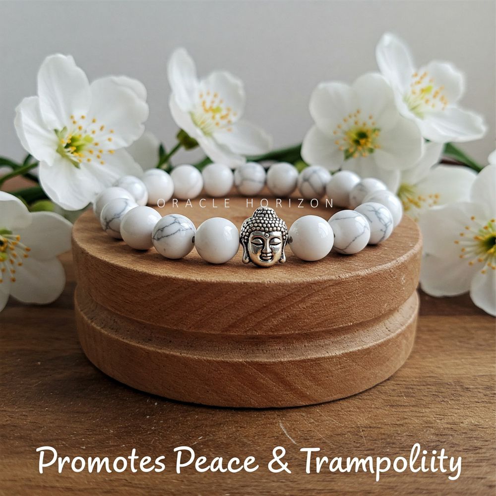 Howlite Crystal Bracelet | Lab Certified | For reducing anxiety and stress - Unisex, 8 mm beads Bracelet