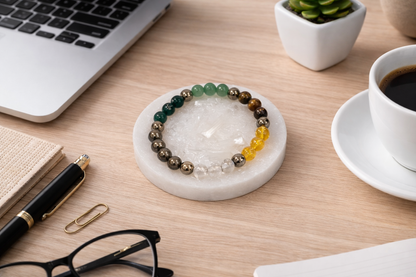 Dhanyog Wealth & Abundance Crystal Bracelet with Free Selenite Tray