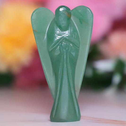 Green Aventurine Crystal Angel ( 2 Inches ) : Luck and Heartfelt Growth