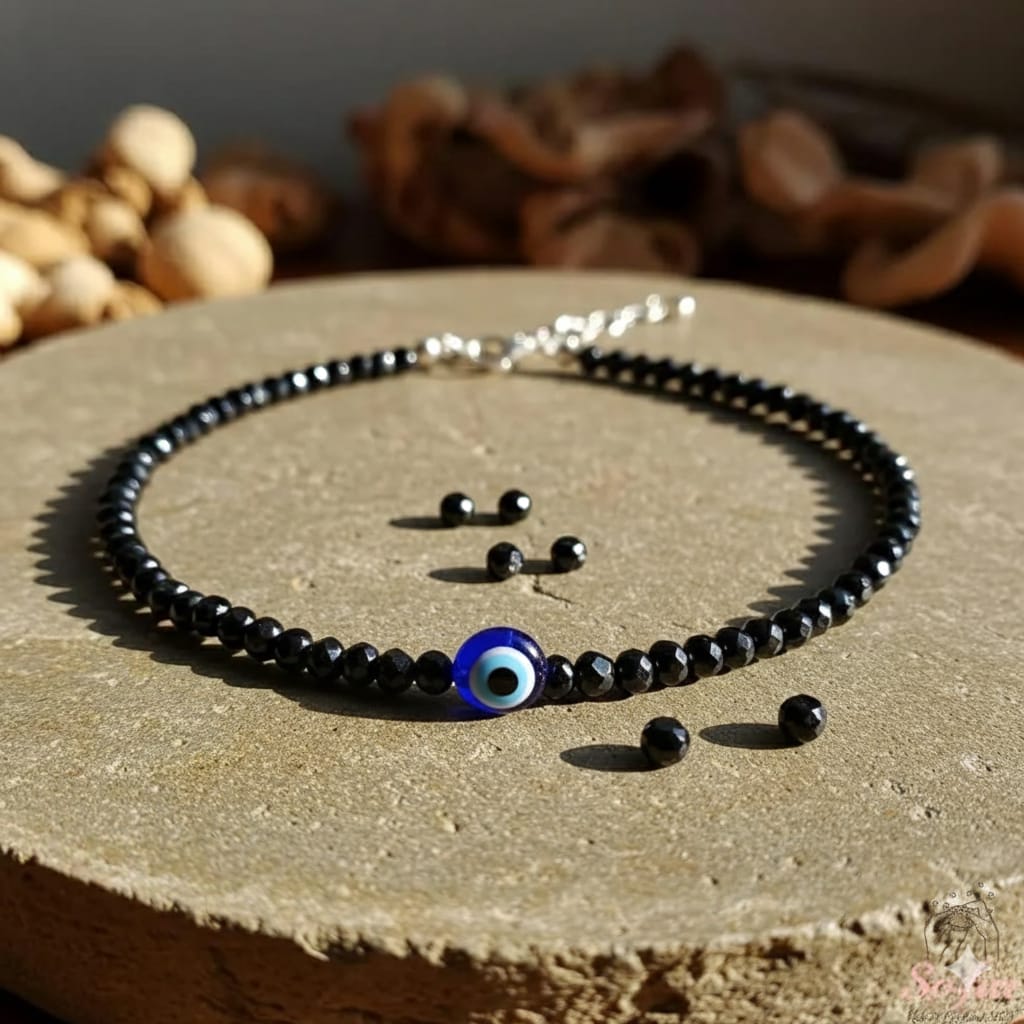 Black Tourmaline Protection Anklet – Natural Energy Shield for Grounding & Positivity