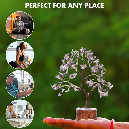 Amethyst Crystal Tree Wooden Base-A Beautiful Catalyst for , Clarity, and Spiritual Growth