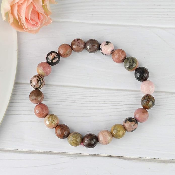 Rhondonite  Crystal Bracelet | Lab Certified | Emotional , promotes forgiveness, self love and acceptance - Unisex, 8 mm beads Bracelet