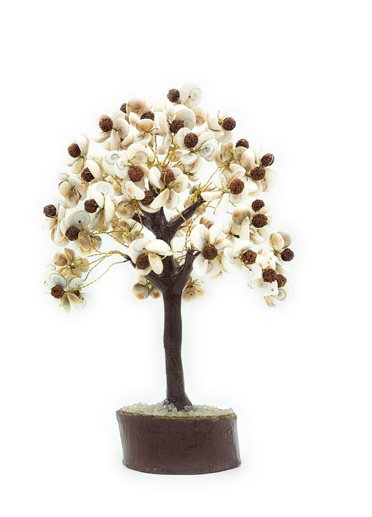 Gomti Chakra Tree with Rudraksh Beads for Good Health, Wealth & Prosperity | Handmade Gemstone Gomati Chakra Original Tree Gift Ideas for House Warming Positive Energy