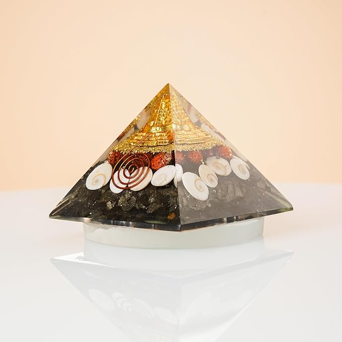 Prosperity Energy Combo - 7 Horse Pyrite Frame (14" X 14") + Money Magnet Pyramid + Selenite Tray