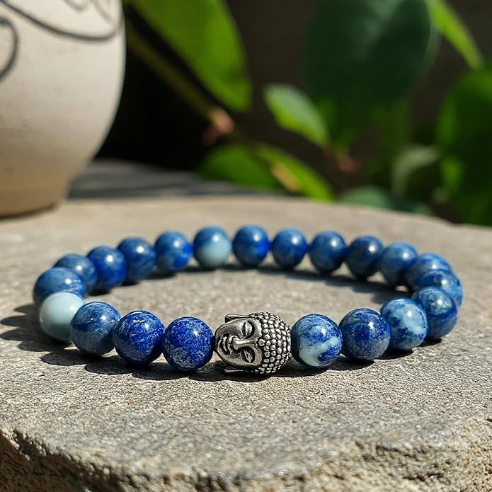 Lapis Lazuli  Crystal Bracelet | Lab Certified | For Spiritual Growth, Communication and Mental Clarity - Unisex, 8 mm beads Bracelet