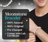 Rainbow Moonstone  Crystal Bracelet | Lab Certified | Enhances Fertility, Balances Sacral Chakra and Third Eye Chakra - Unisex, 8 mm beads Bracelet