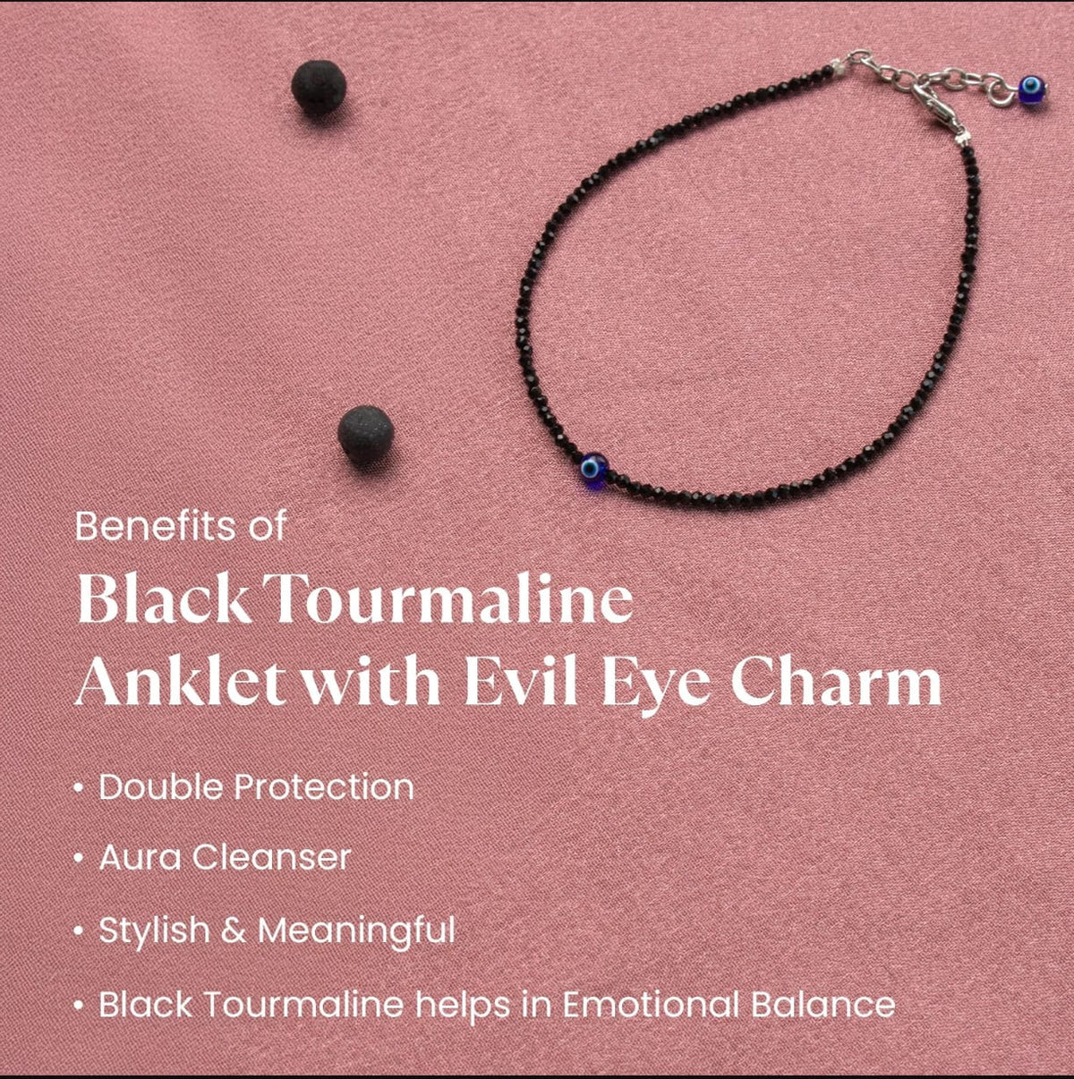 Black Tourmaline Protection Anklet – Natural Energy Shield for Grounding & Positivity
