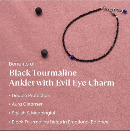 Black Tourmaline Protection Anklet – Natural Energy Shield for Grounding & Positivity