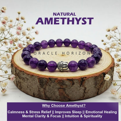 Amethyst  Crystal Bracelet | Lab Certified | For Courage, Protector And Will Power - Unisex, 8 mm beads Bracelet