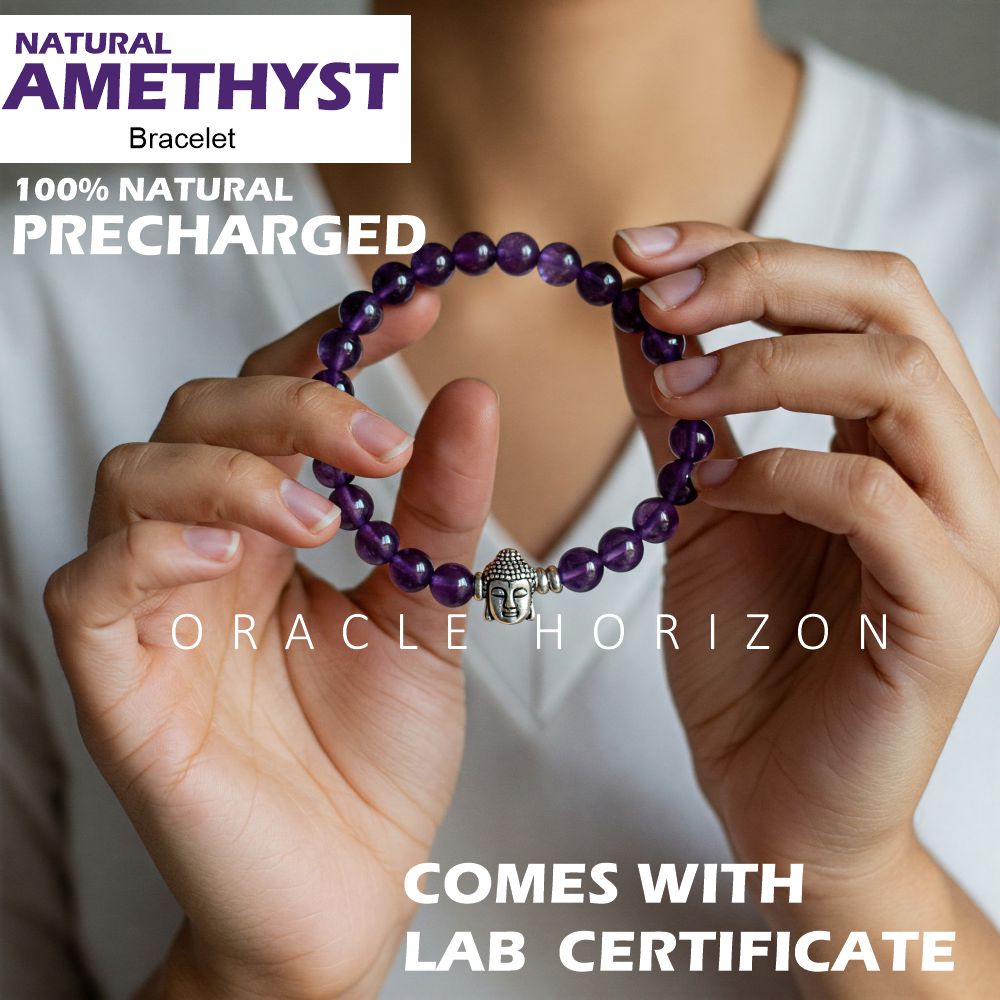 Amethyst  Crystal Bracelet | Lab Certified | For Courage, Protector And Will Power - Unisex, 8 mm beads Bracelet