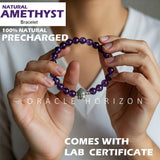 Amethyst  Crystal Bracelet | Lab Certified | For Courage, Protector And Will Power - Unisex, 8 mm beads Bracelet