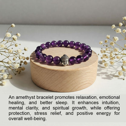 Amethyst  Crystal Bracelet | Lab Certified | For Courage, Protector And Will Power - Unisex, 8 mm beads Bracelet