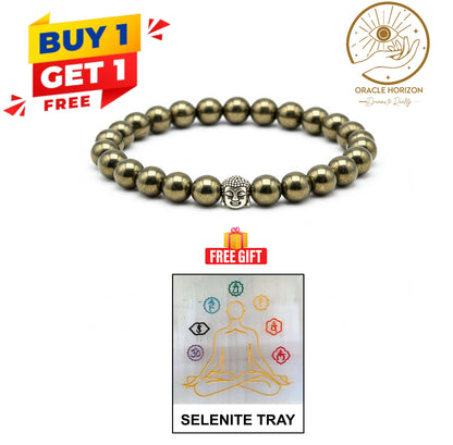 The Prosperity Pair | Buy 1 Get 1 Free: Pyrite Bracelet + Free Selenite Tray