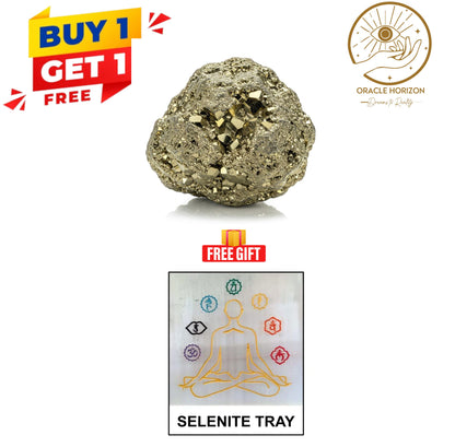 Wealth & Wellness Bundle | Buy 1 Get 1 FREE: Pyrite Cluster + Selenite Tray