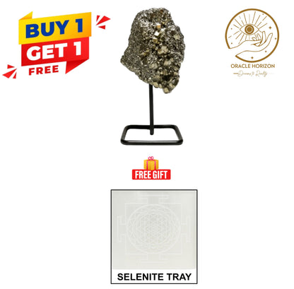 Abundance & Clarity Set - Buy a Pyrite Crystal Stand and Get a Free Selenite Charging Tray – Limited Time Offer!