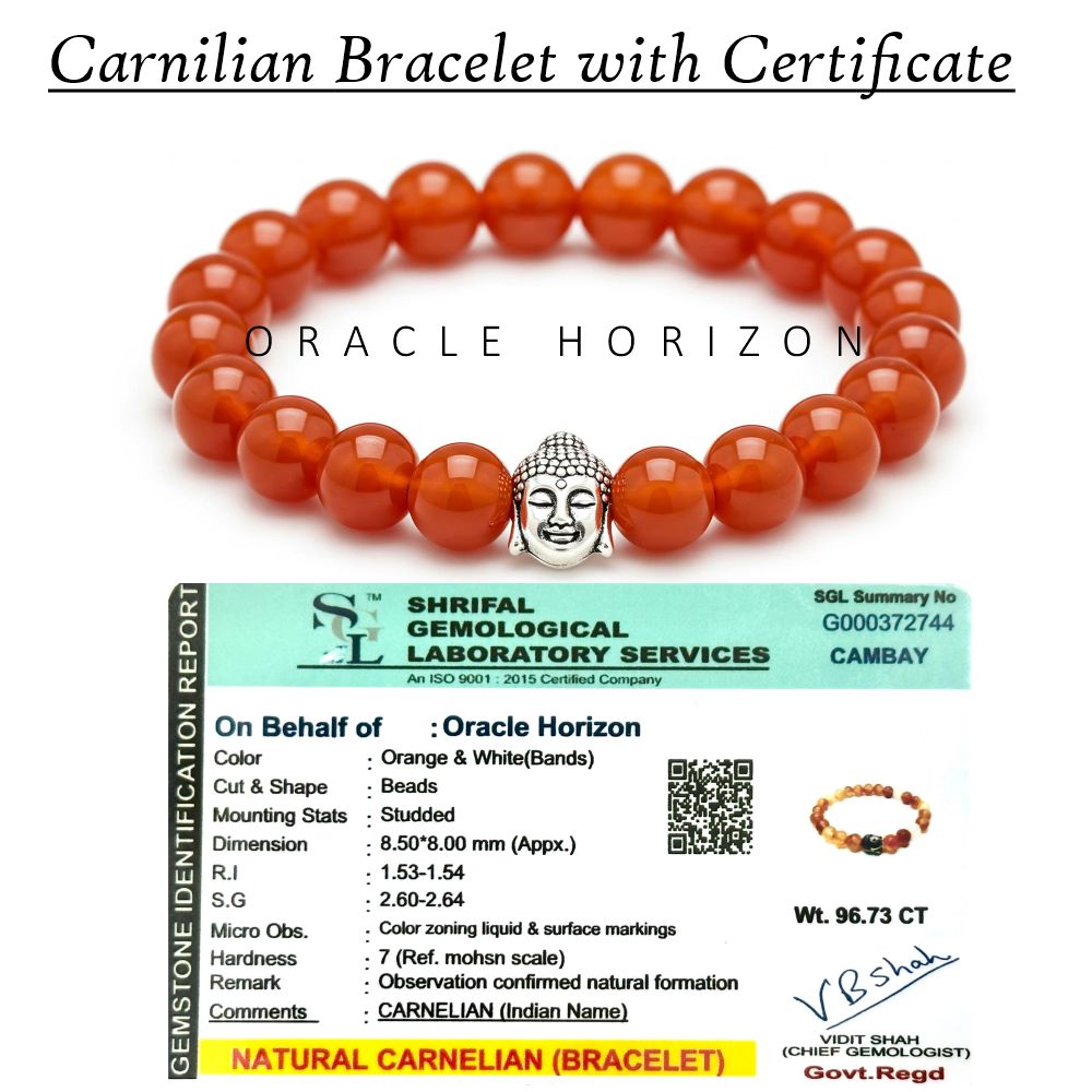 Carnelian  Crystal Bracelet | Lab Certified | For motivation, confidence, vitality and energy | For Body Builders - Unisex