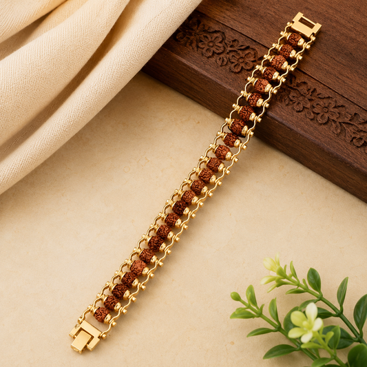 Gold Plated Rudraksha Bracelet
