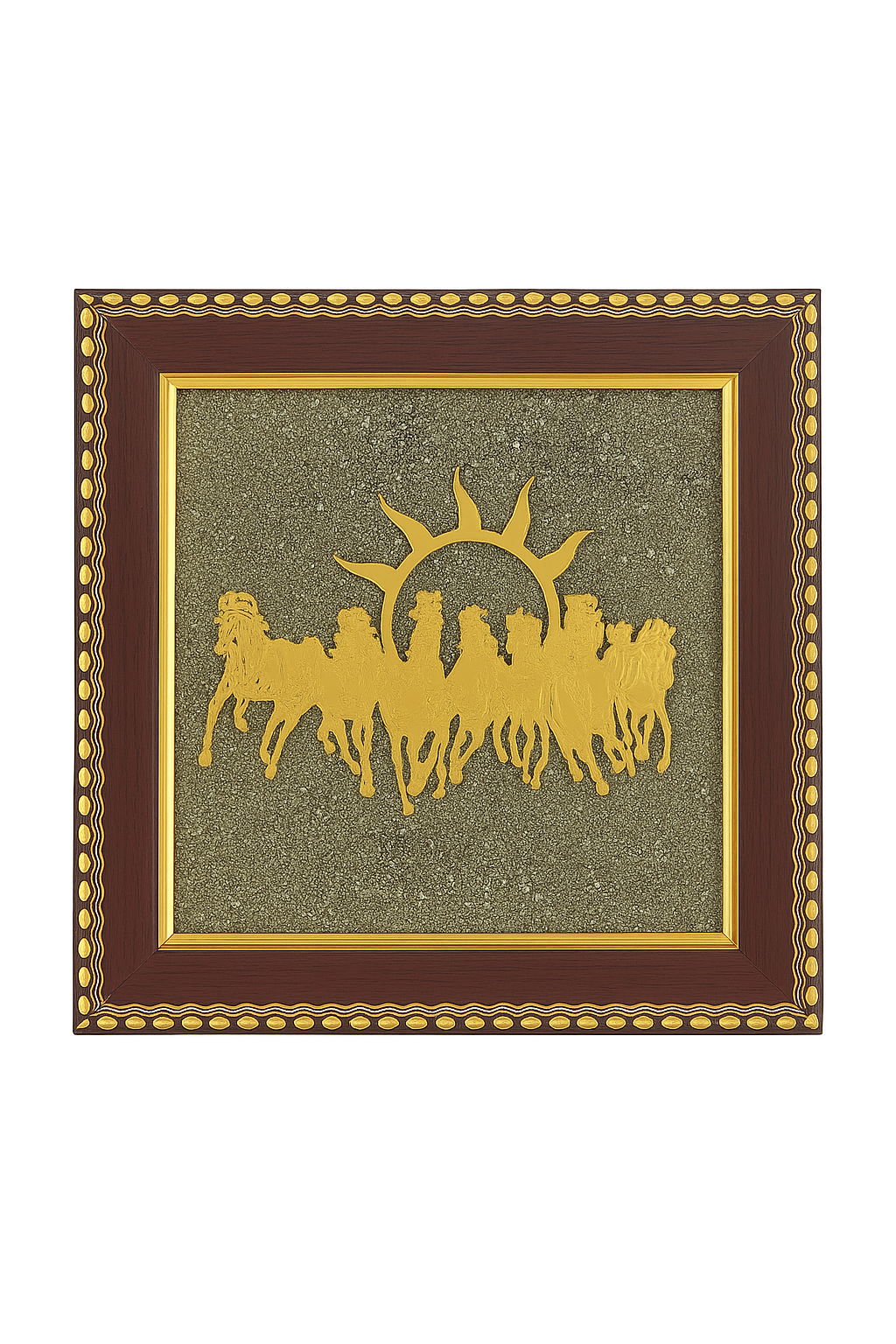 Oracle Horizon – 7 Horse Raw Pyrite Frame with Money Magnet Cone Power Combo for Wealth Flow • Success • Financial Stability