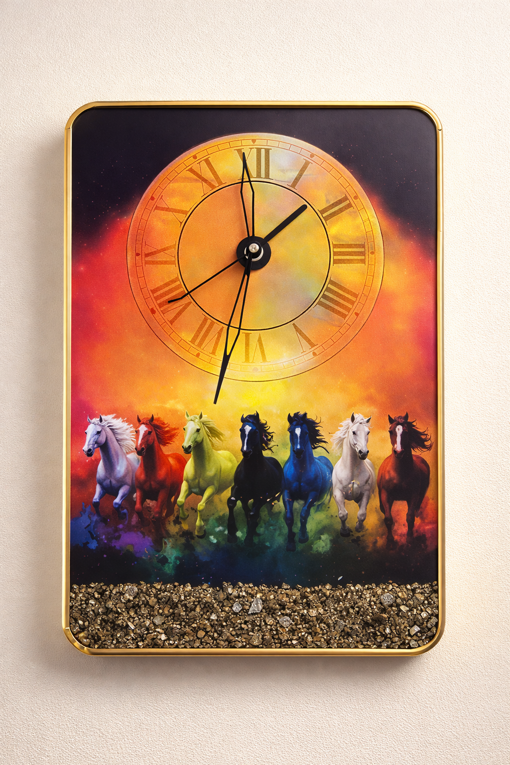 Raw Pyrite with 7 Horse & Peacock Clocks