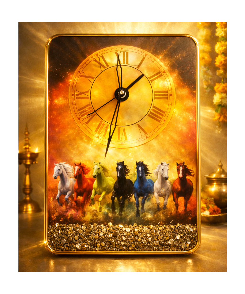 Raw Pyrite with 7 Horse & Peacock Clocks